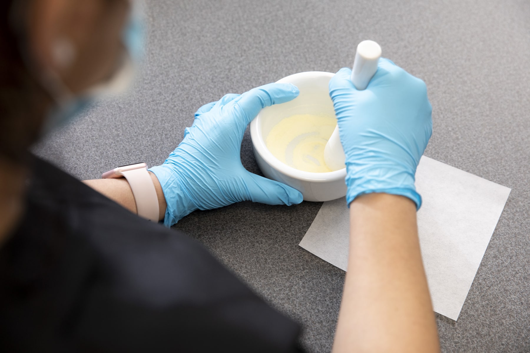 Pharmacy Technician School Student with Medical Gloves