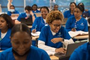 Nursing student having fun in class