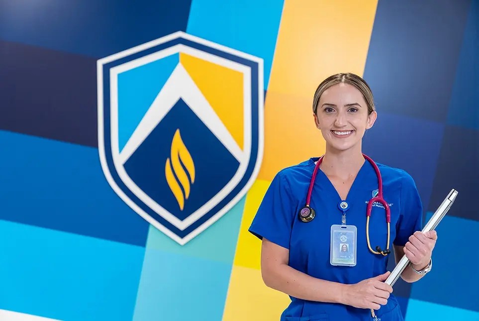 Nursing school BSN program student earning a nursing degree