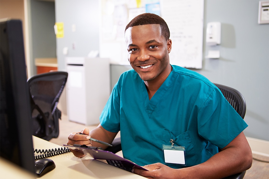 Male Nurse In Green Scrubs