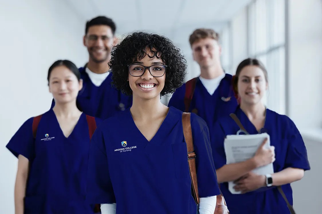 nursing school students on campus