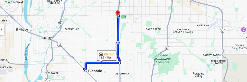 Nursing degree campus directions from Glendale to Arizona College of Nursing - Phoenix