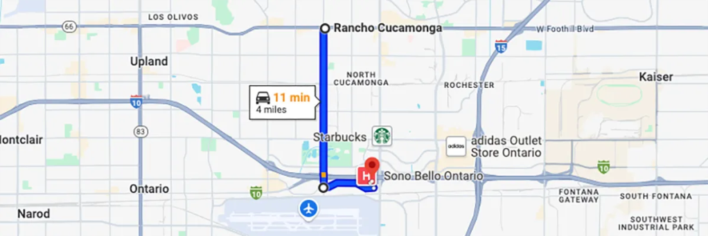 Nursing degree campus directions from Rancho Cucamonga California to Arizona College of Nursing - Ontario
