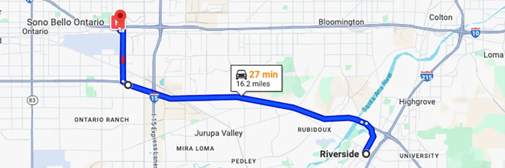 Nursing degree campus directions from Riverside California to Arizona College of Nursing - Ontario