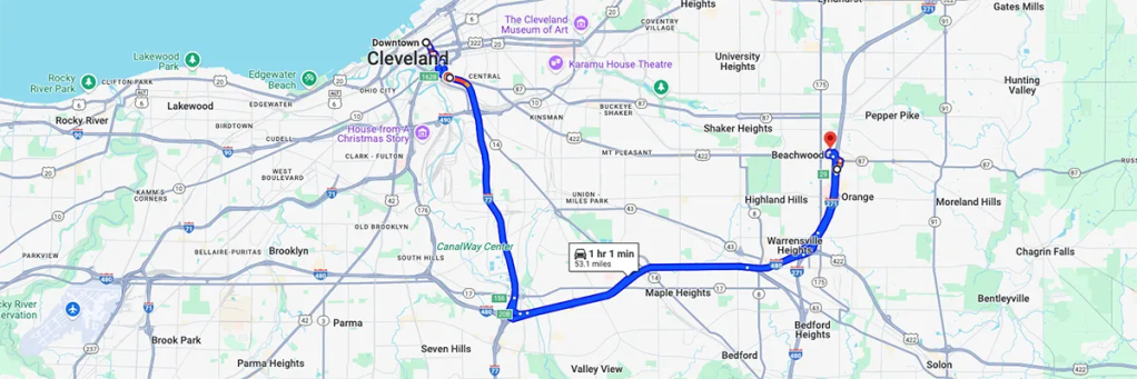 Nursing degree campus directions from Downtown Cleveland Ohio to Arizona College of Nursing - Cleveland