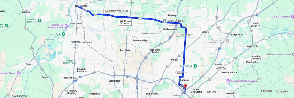 Nursing degree campus directions from Hamilton Ohio to Arizona College of Nursing - Cincinnati