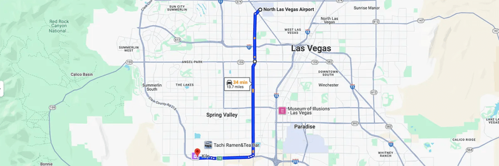 Nursing degree campus directions from North Las Vegas Airport to Arizona College of Nursing - Las Vegas