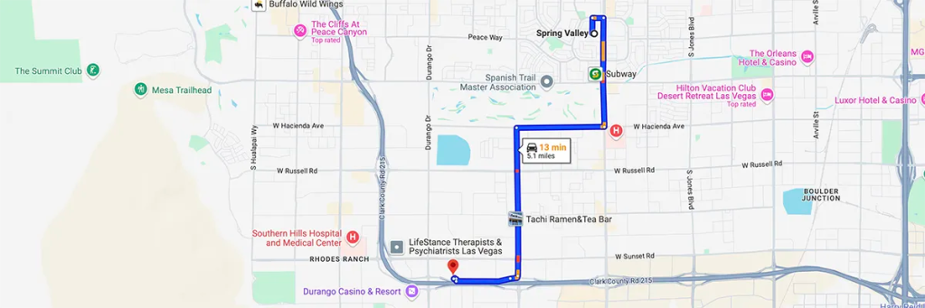 Nursing degree campus directions from Spring Valley Nevada to Arizona College of Nursing - Las Vegas