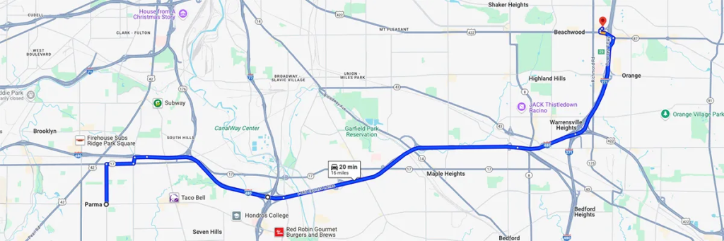 Nursing degree campus directions from Parma Ohio to Arizona College of Nursing - Cleveland