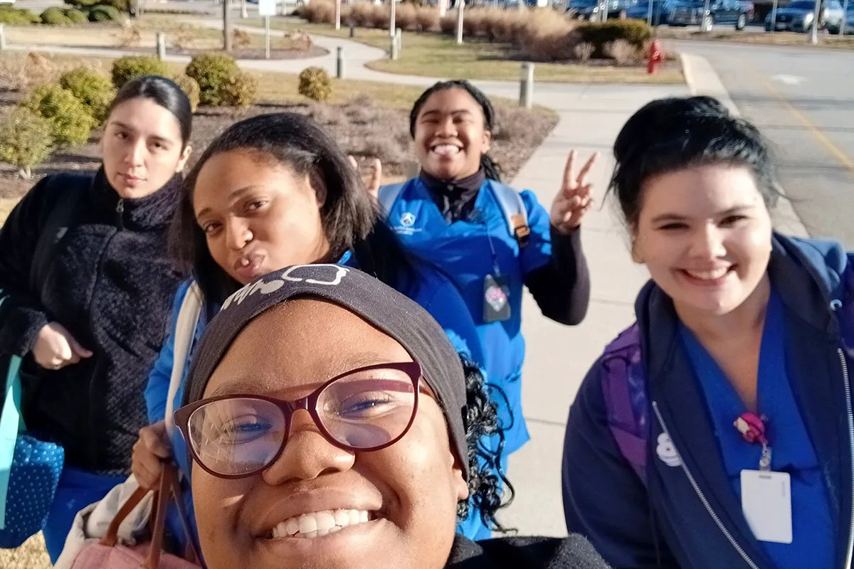 Chesapeake Nursing Program Students walking to Nursing Classes