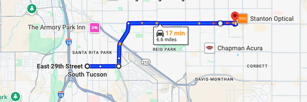Nursing degree campus directions from South Tucson to Arizona College of Nursing - Tucson