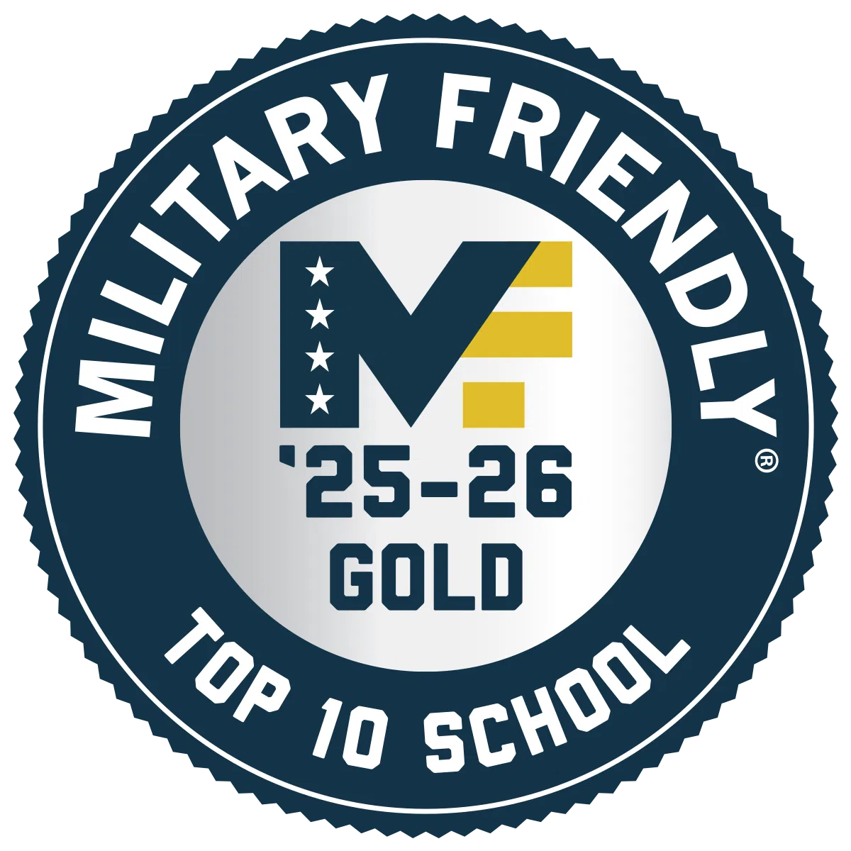 Military friendly top 10 nursing school badge
