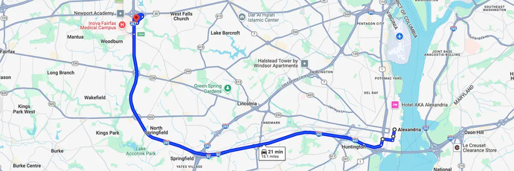 Nursing degree campus directions from Alexandria Virginia to Arizona College of Nursing - Falls Church