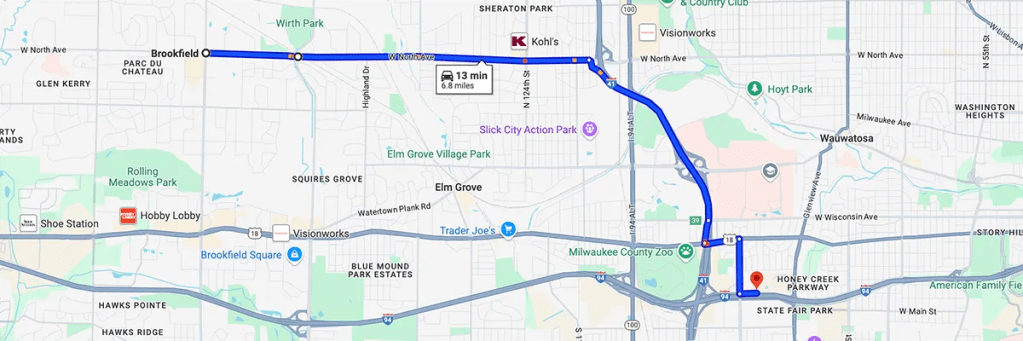Nursing degree campus directions from Brookfield WI to Arizona College of Nursing - Milwaukee