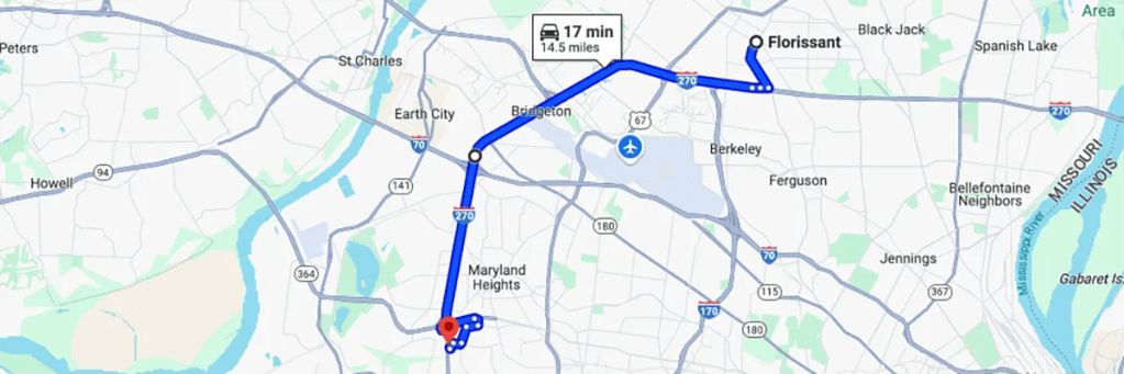 Nursing degree campus directions from Florissant to Arizona College of Nursing - St Louis