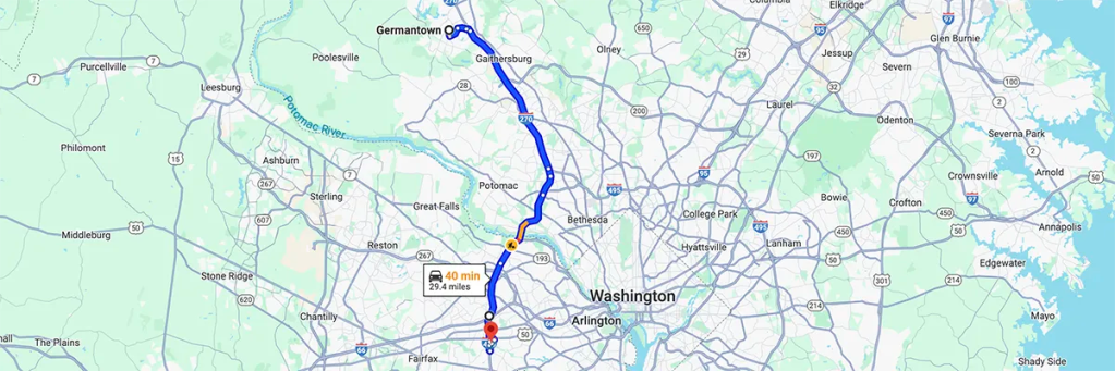 Nursing degree campus directions from Germantown Maryland to Arizona College of Nursing - Falls Church