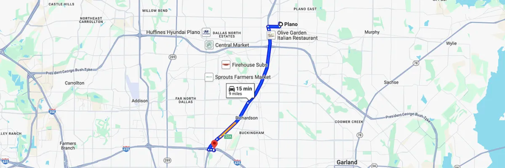 Driving Distance From Plano To AZCN a nursing program in Texas