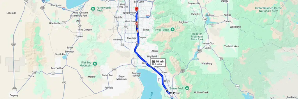 Nursing degree campus directions from Provo Utah to Arizona College of Nursing - Salt Lake City