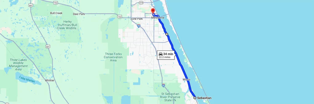 Nursing degree campus directions from Sebastian Florida to Arizona College of Nursing - Melbourne