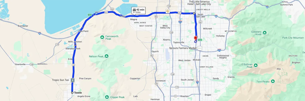 Nursing degree campus directions from Tooele Utah to Arizona College of Nursing - Salt Lake City