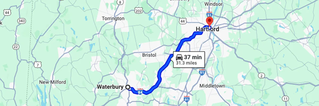 Nursing degree campus directions from Waterbury CT to Arizona College of Nursing - Hartford