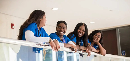 Nursing degree students on campus