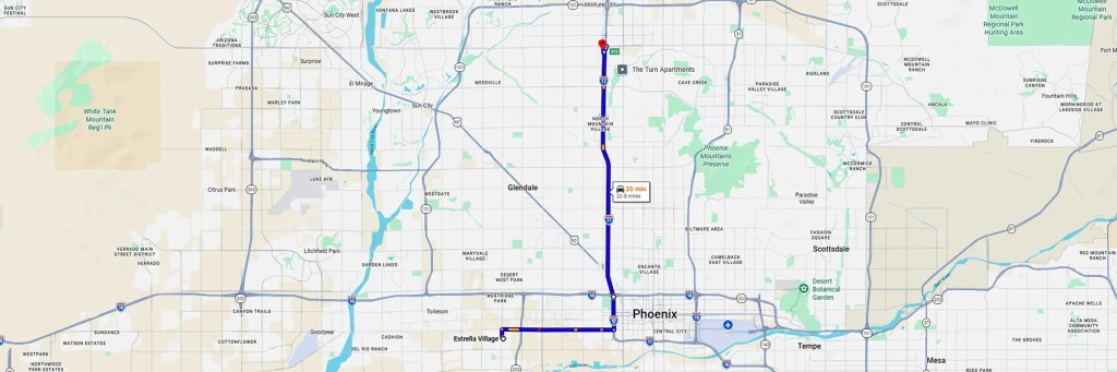 Driving directions from Estrella Village to AZCN Phoenix