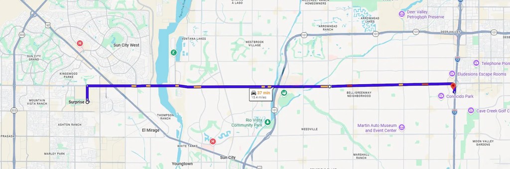 Driving directions from Surprise to AZCN Phoenix