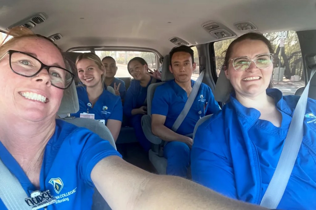 Students driving to school for nursing