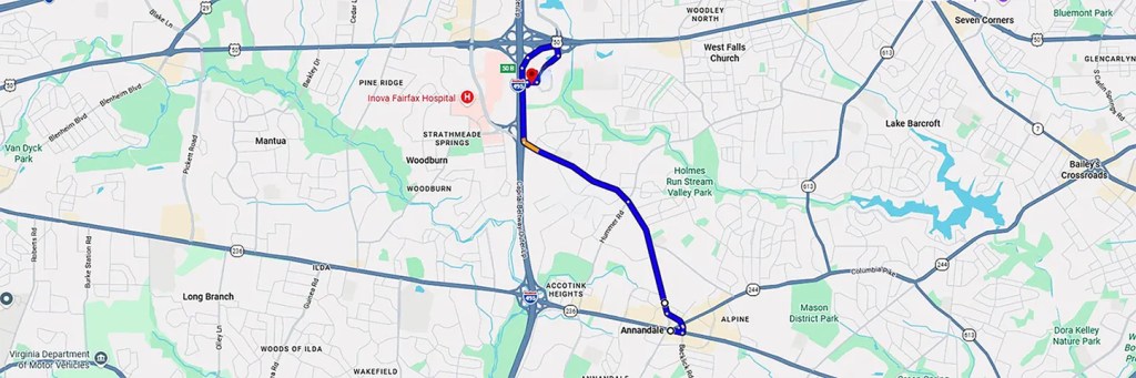 Map Directions From Annandale VA to AZCN Falls Church