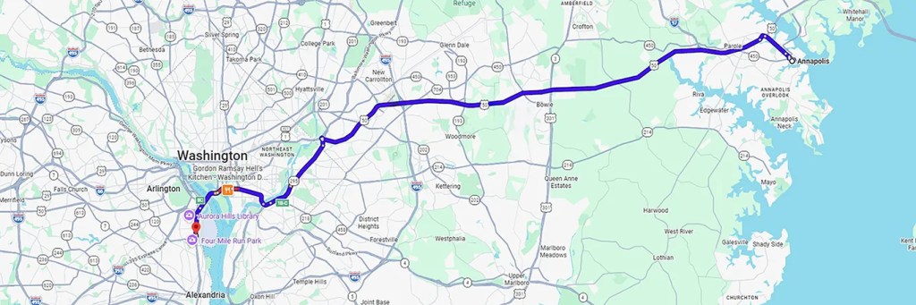 Map Directions from Annapolis to AZCN Arlington