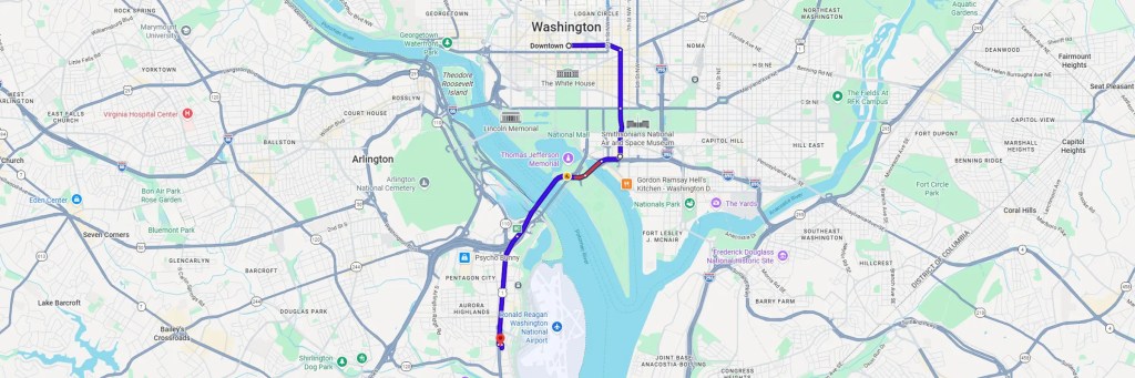 Map Directions from Downtown Washington DC to AZCN Arlington