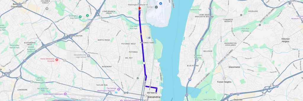 Map Directions from Old Town Alexandria to AZCN Arlington