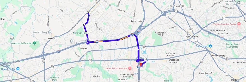 Map Directions from Vienna VA to AZCN Falls Church